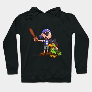 Pirate Kid And Parrot Hoodie